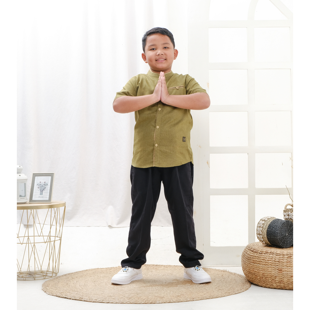 Mufatih Sarimbit Keluarga Couple Family Set Lebaran Azran Hijau Olive