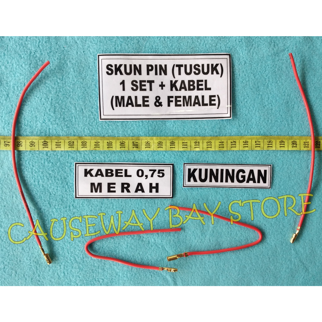 SKUN PIN BULAT ( TUSUK ) 1 SET + KABEL ( MALE DAN FEMALE ) MERAH