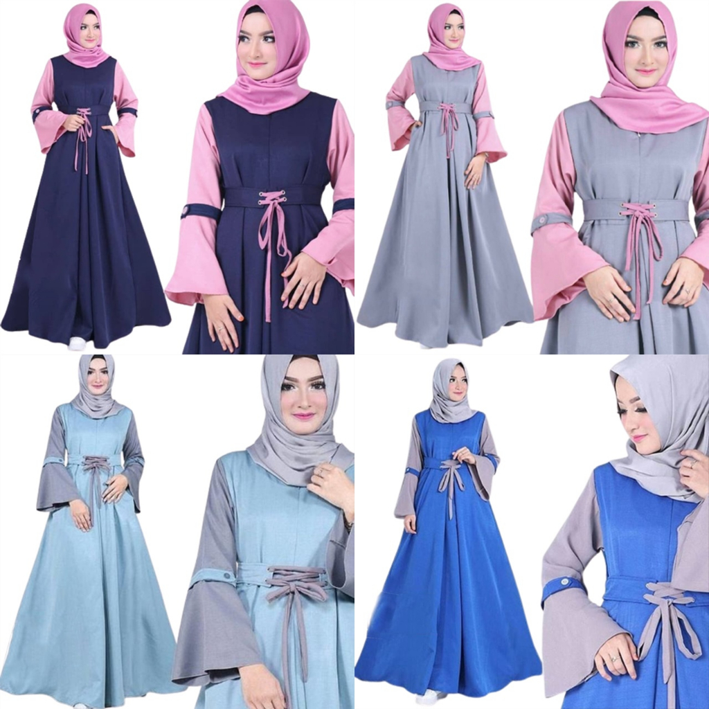 Baju muslim dress maxi maxy Gamis syari harga grosir Wolycrepe busana muslim wanita Moscrepe murah