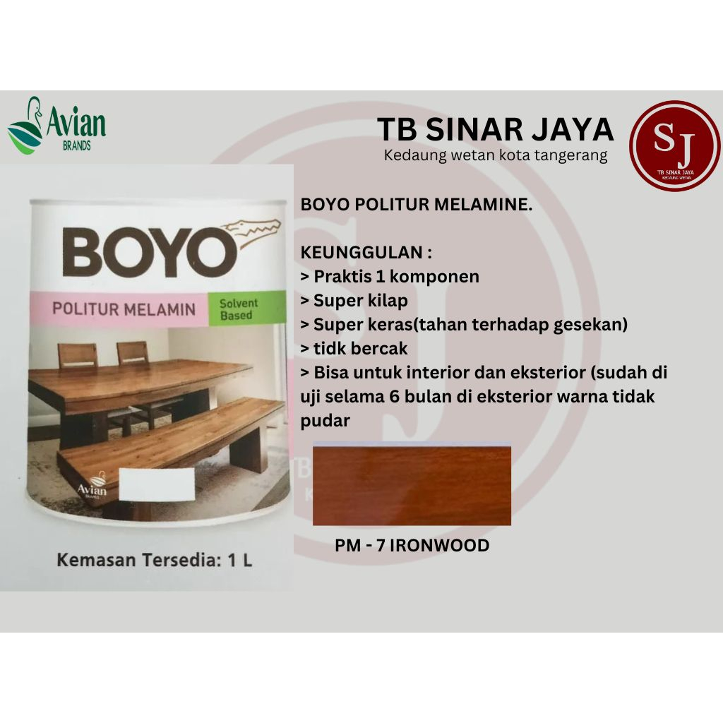 AVIAN BOYO MELAMIN CAT KAYU KEMASAN 1KG - PM - 7 IRONWOOD