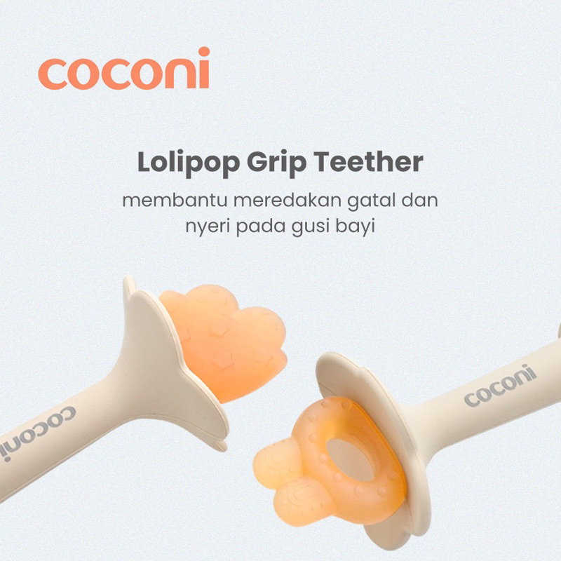 Coconi Lollipop Grip Teether 2 pcs / Mainan Gigitan Bayi Silicone