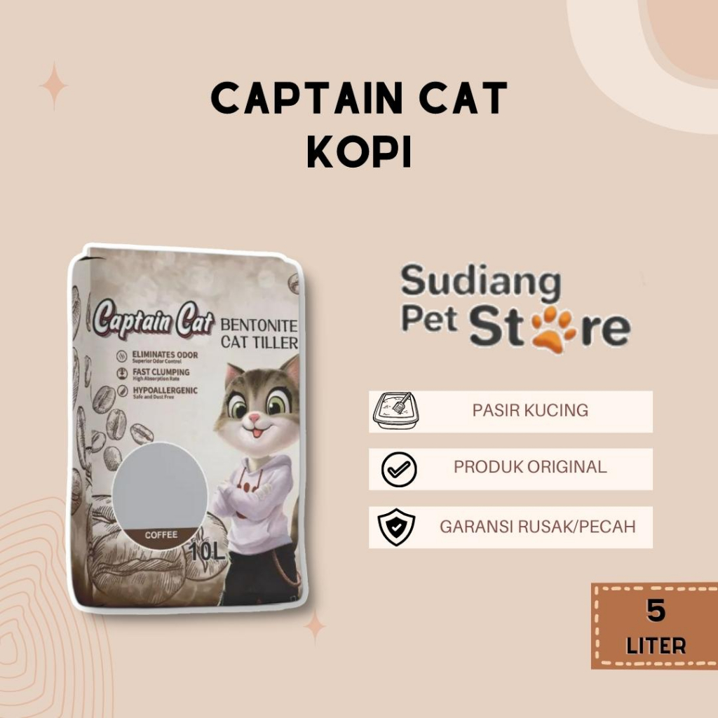 Pasir Kucing Gumpal Wangi Captain Cat Kopi Litter 5 L