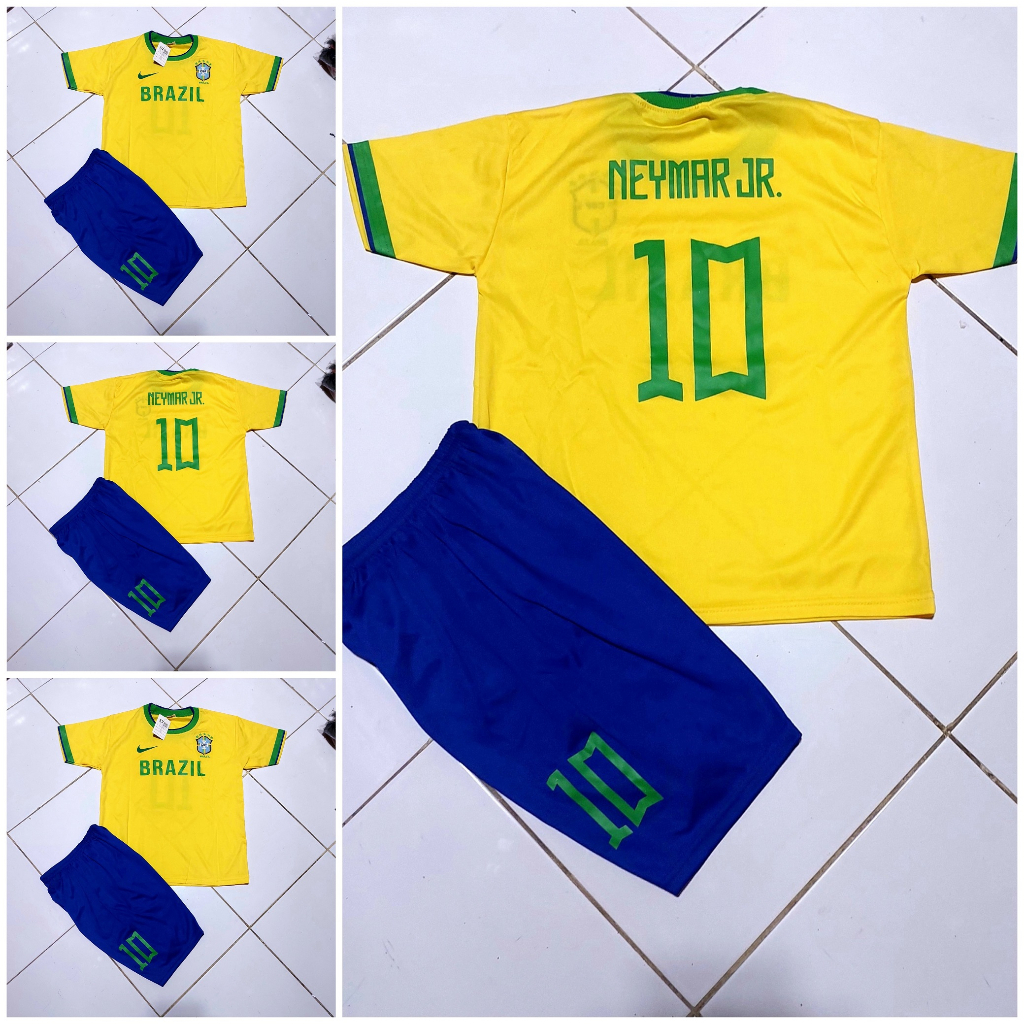 SETELAN BAJU BOLA BRAZIL/SETELAN BOLA ANAK NEGARA BRAZIL TERBARU