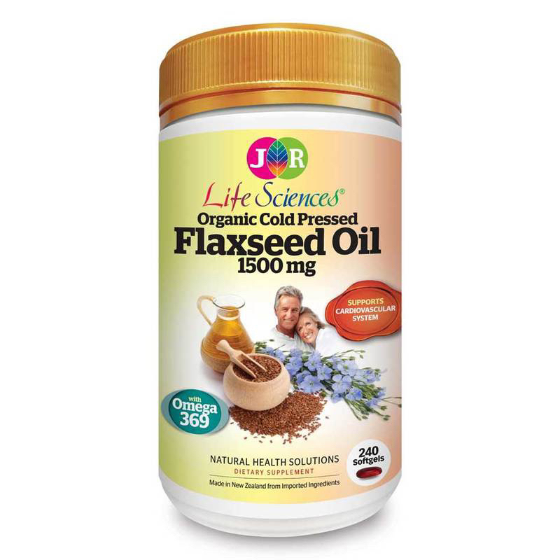 JR Life Sciences High Strength Organic Cold Pressed Flaxseed Oil 1500mg 240s