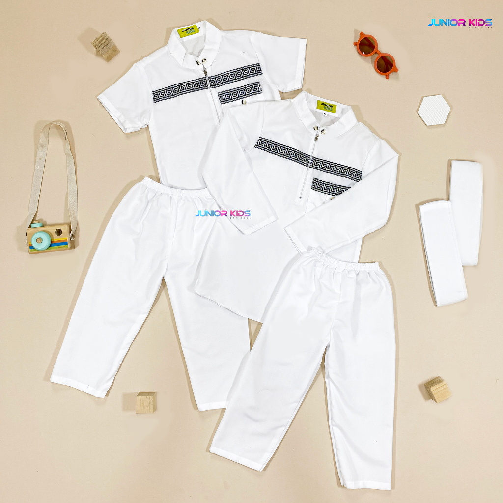 Junior kids - baju koko manasik haji anak laki laki usia 1-10 tahun setelan baju koko pakistan putih