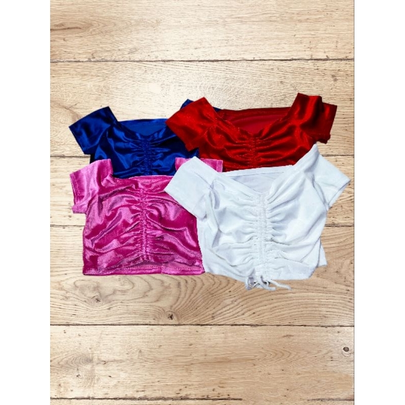 crop top Sabrina atasan wanita bahan bludru