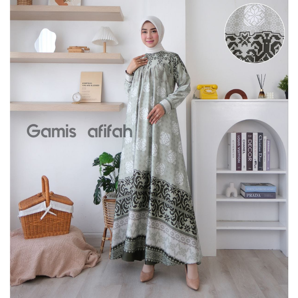 Gamis Afifah | Gamis Motif Armani Silk |Gamis Pesta Armani |BUSUI NEW MOTIF