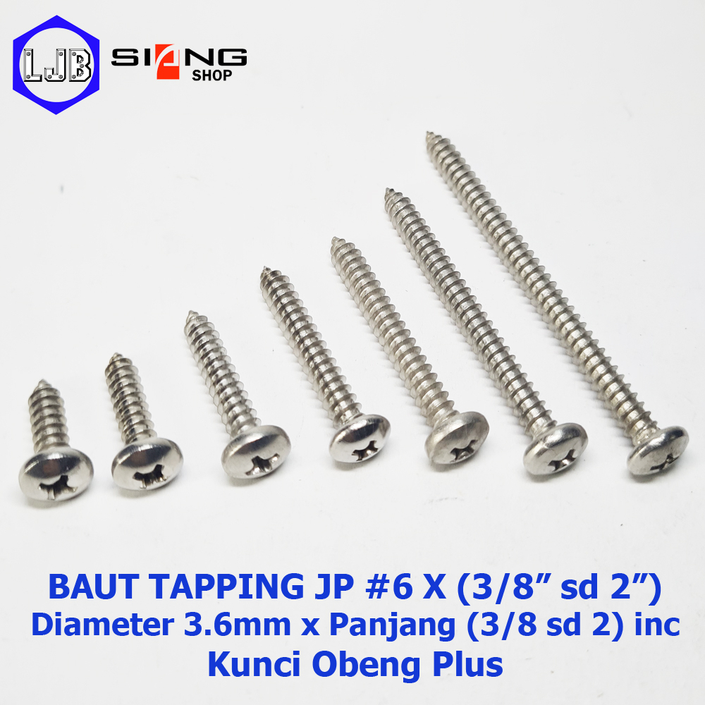 Baut Stainless Sekrup Tapping Screw JP #6