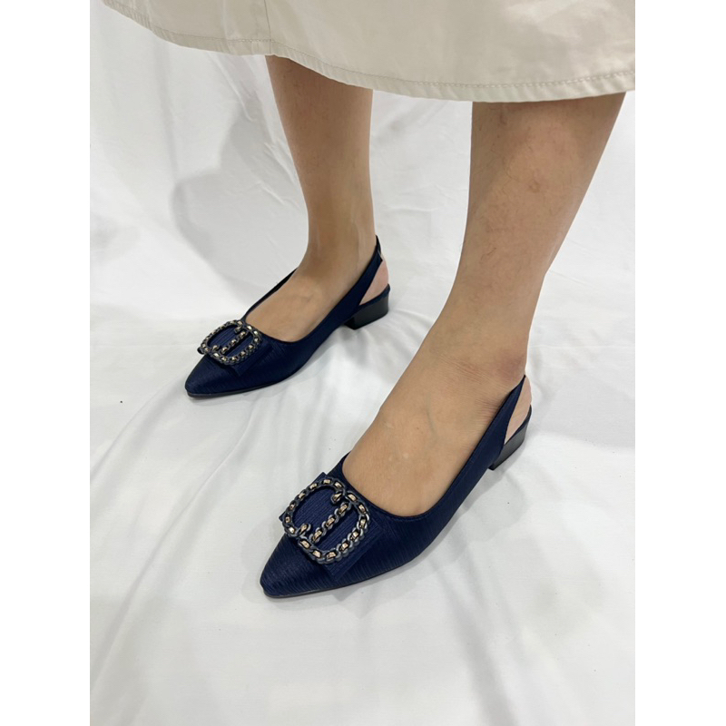 sepatu flat shoes terbaru wanita LOUSIDEAR B111 bahan satin tali belakang