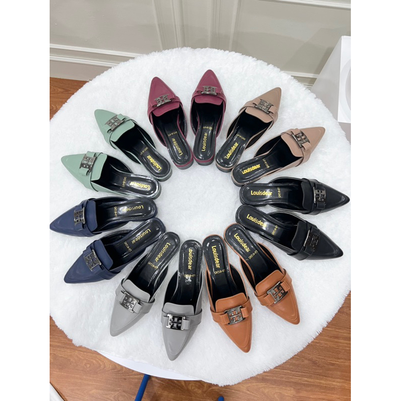 sendal flatshoes wanita terbaru kekinian bahan dove 2cm LOUISDEAR B124