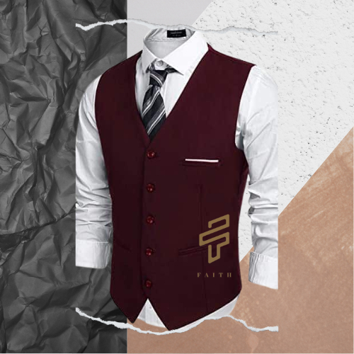 Faith - Rompi Jas Dewasa Warna Maroon Rompi Jas Pria Dewasa Vest Pria Rompi Jas Dewasa