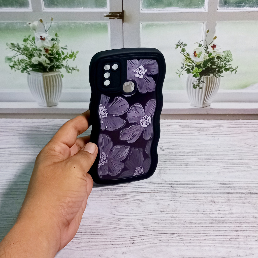Case Infinix Smart 5 X657 X657B X657C Softcase Gelombang Black Flower Infinix X657