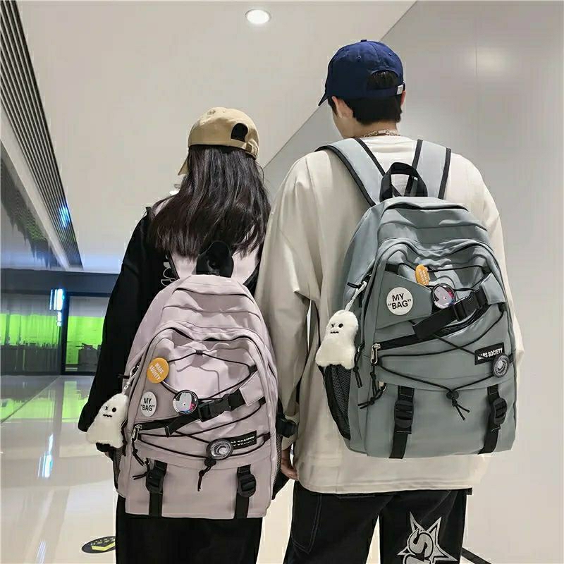 Tas Ransel Backpack Pria Wanita Fashion Bahan Kanvas Tas Sekolah Tas Punggung tas model A Tas Gendong Ransel Pria Wanita Kanvas Backpack Fashion Korea Anti Maling Cewek Remaja Kekinian