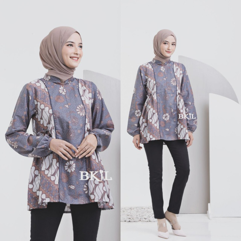 BAJU BATIK WANITA MODERN MONALISA GENES M,L,XL asli PEKALONGAN