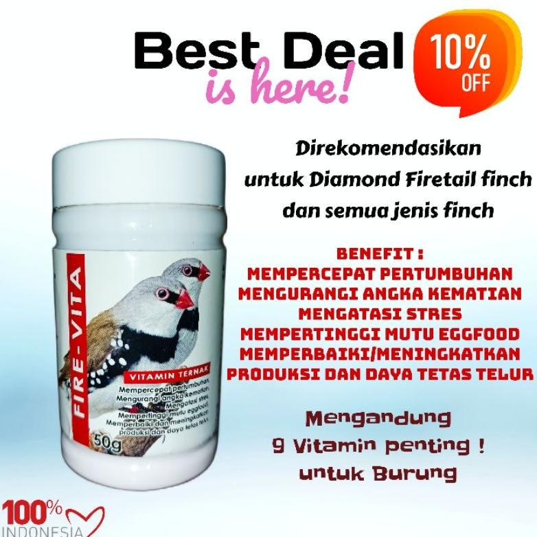 FIRE-VITA VITAMIN BURUNG & BREEDING BURUNG PARROT, FINCH & MERPATI 50GR