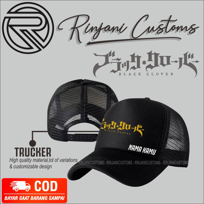 TOPI JARING BLACK CLOVER - TOPI TRUCKER ANIME BLACK CLOVER - TOPI JARING ANIME ASTA - TOPI JARING AS