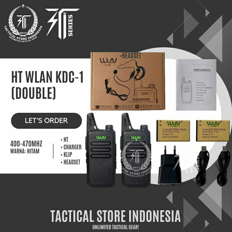 HT WLAN / HANDY TALKIE WLN KD C-1 DOUBLE + BONUS HEADSET HT - HITAM