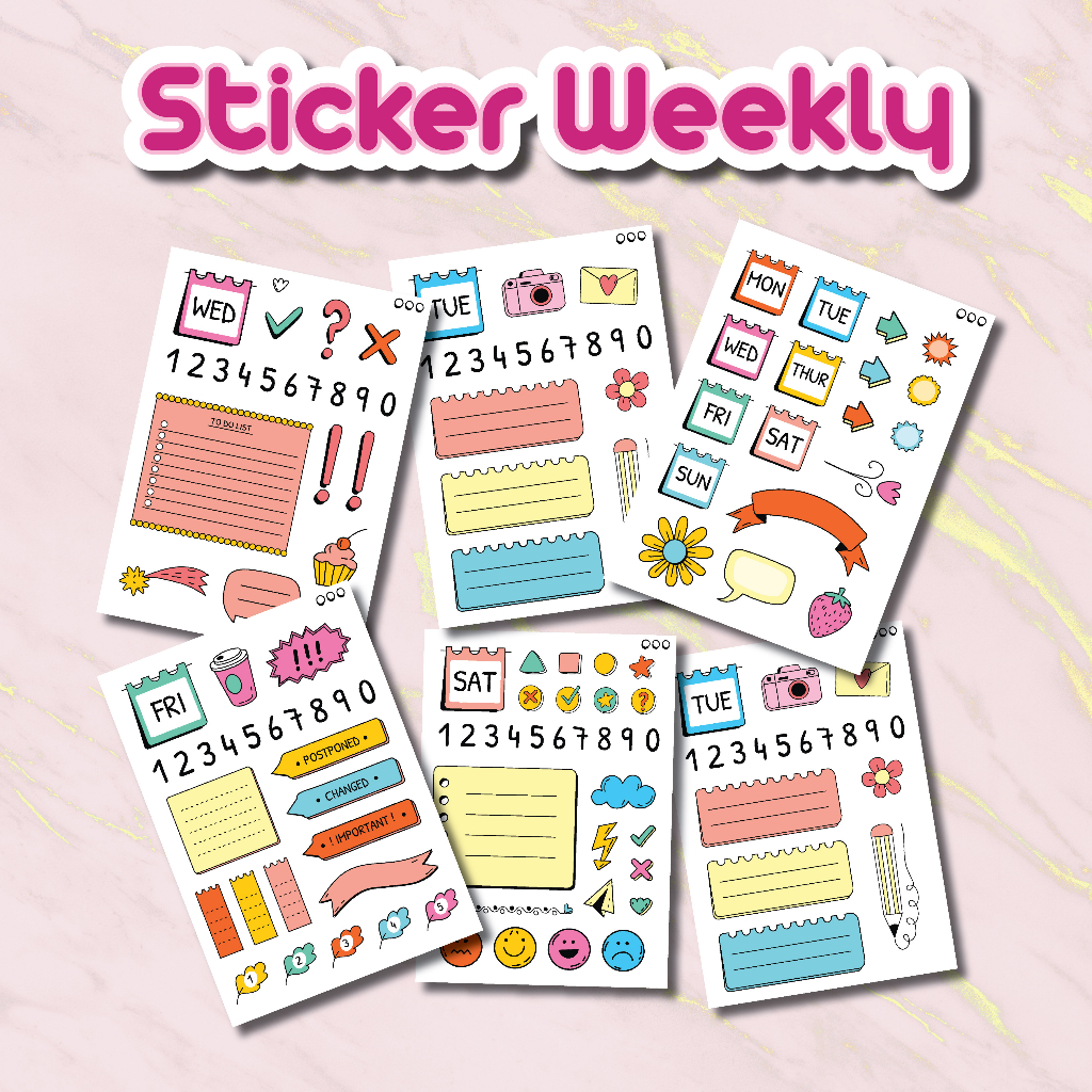 

Sticker Weekly Planner Label Cute Pack | Sticker Deco Journal | Stiker Unik Murah