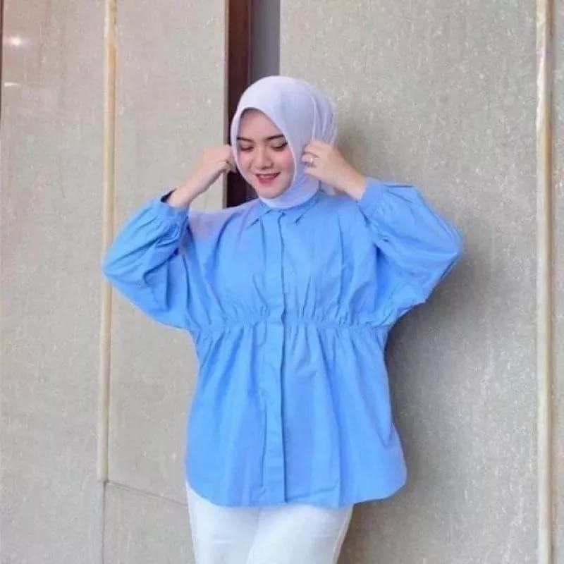 ALYA Shirt Kemeja Kerut Wanita Atasan Wanita All Size