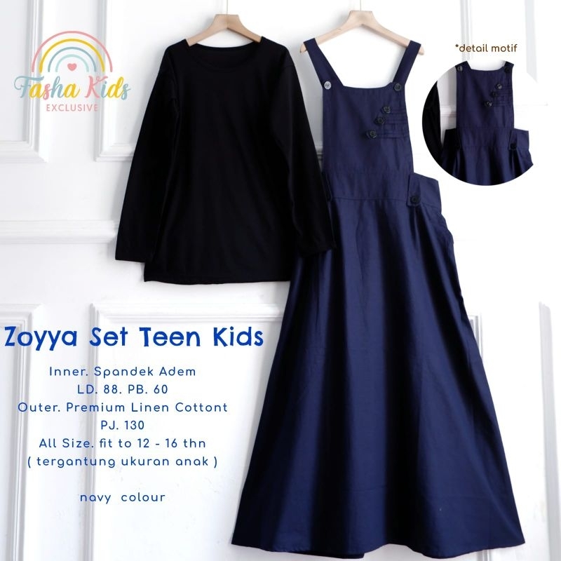 ZOYYA SEF TEENS KIDS SETELAN INNER + OVERAL GAMIS UNTUK ANAK 12-16 TAHUN