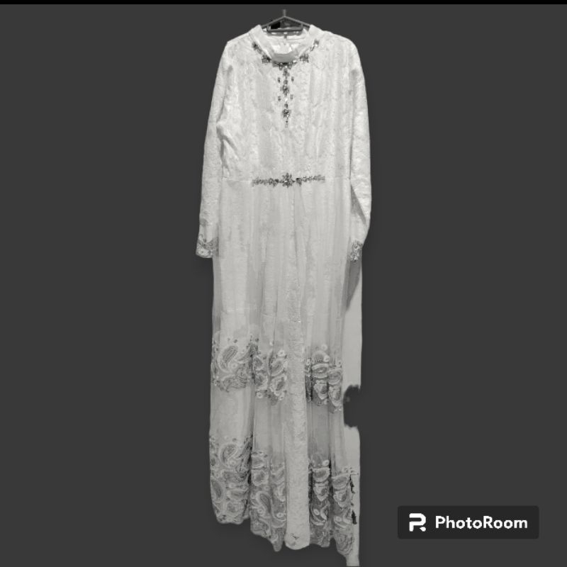 gaun gamis putih pengantin gaun mewah full payyet