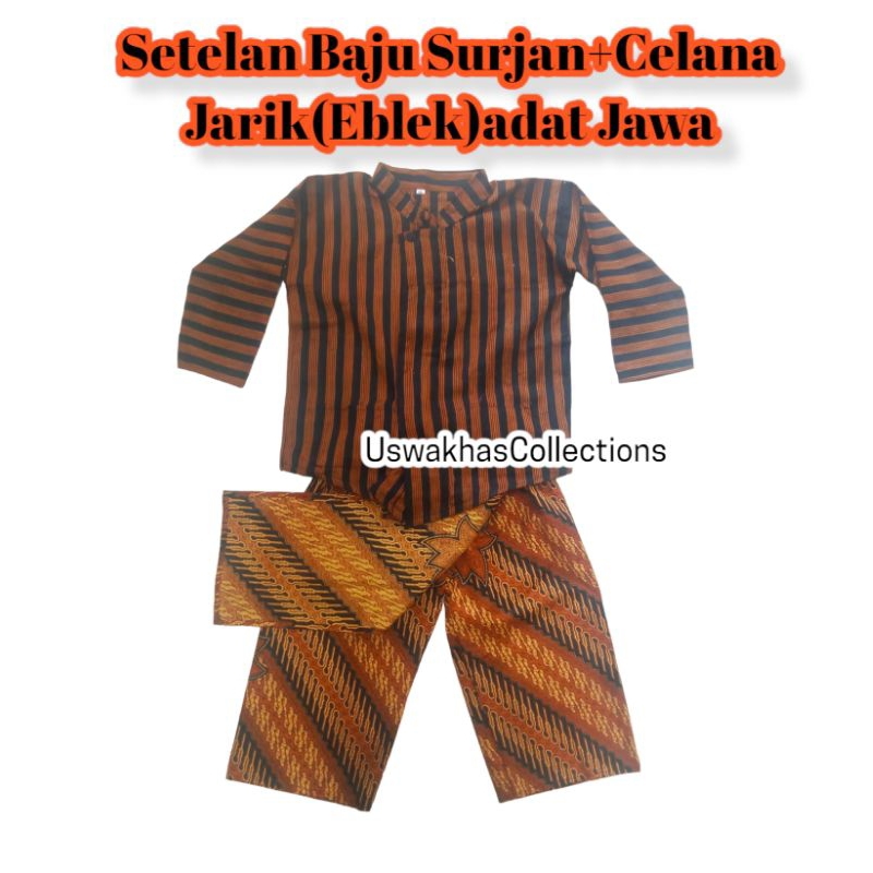 Setelan Baju Surjan +Celana rok jarik Anak