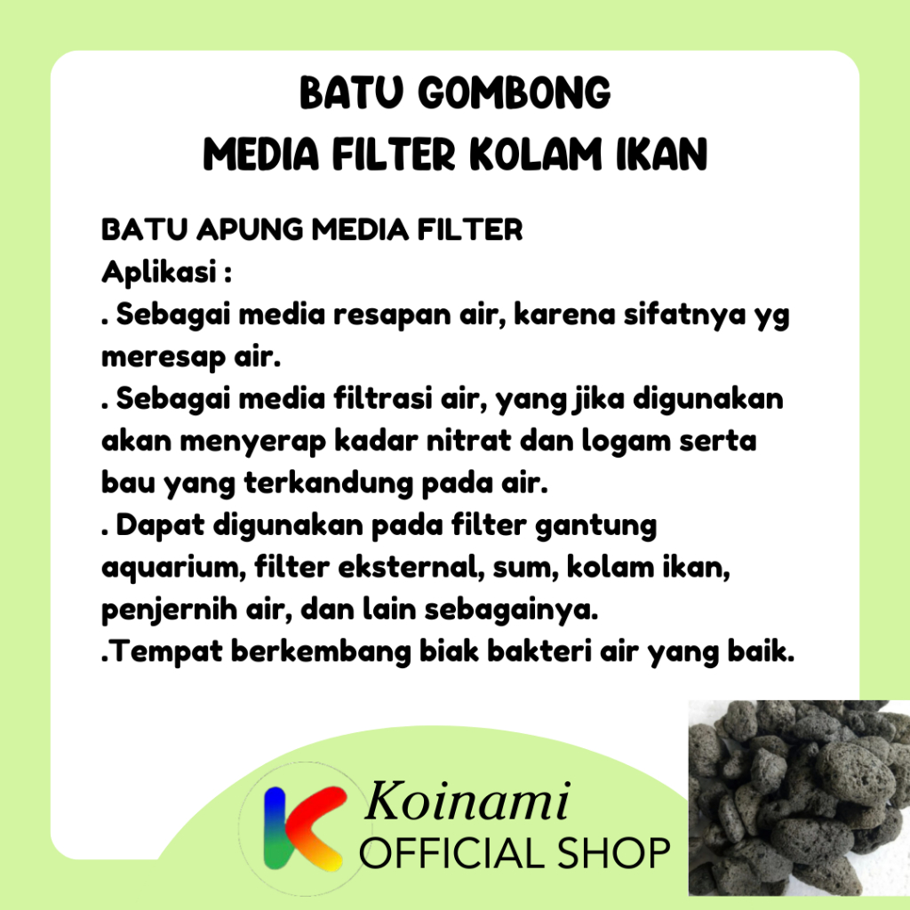 Batu Gombong media filter kolam ikan / aquarium