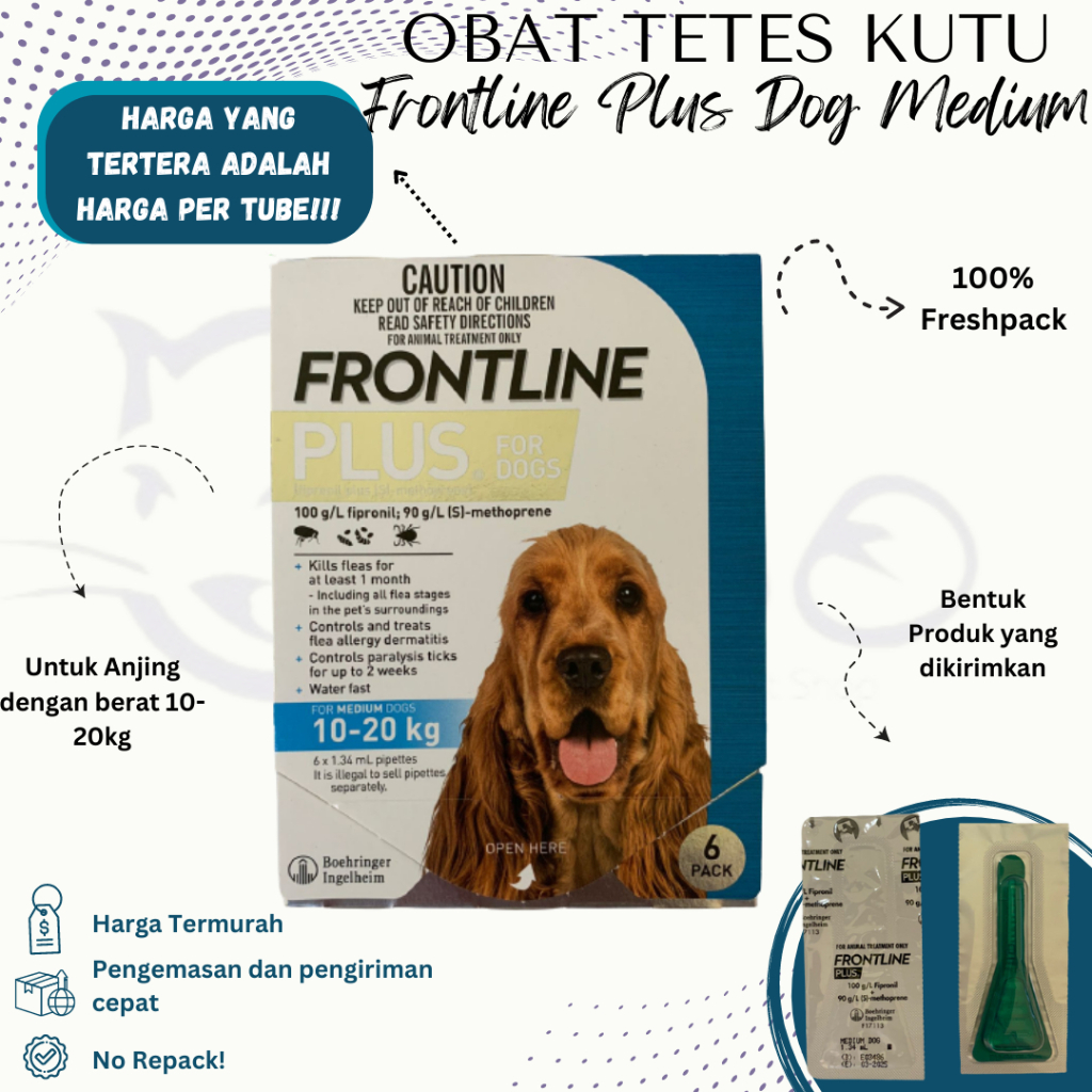 OBAT TETES KUTU ANJING 10-20 KG - FRONTLINE PLUS DOG MEDIUM