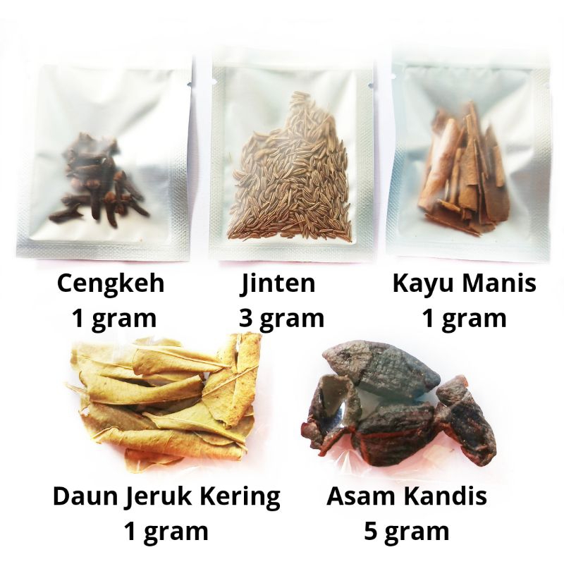 

Aneka Rempah Cengkeh Jinten Kayu Manis Asam Kandis Daun Jeruk Kering Bumbudapurbintang