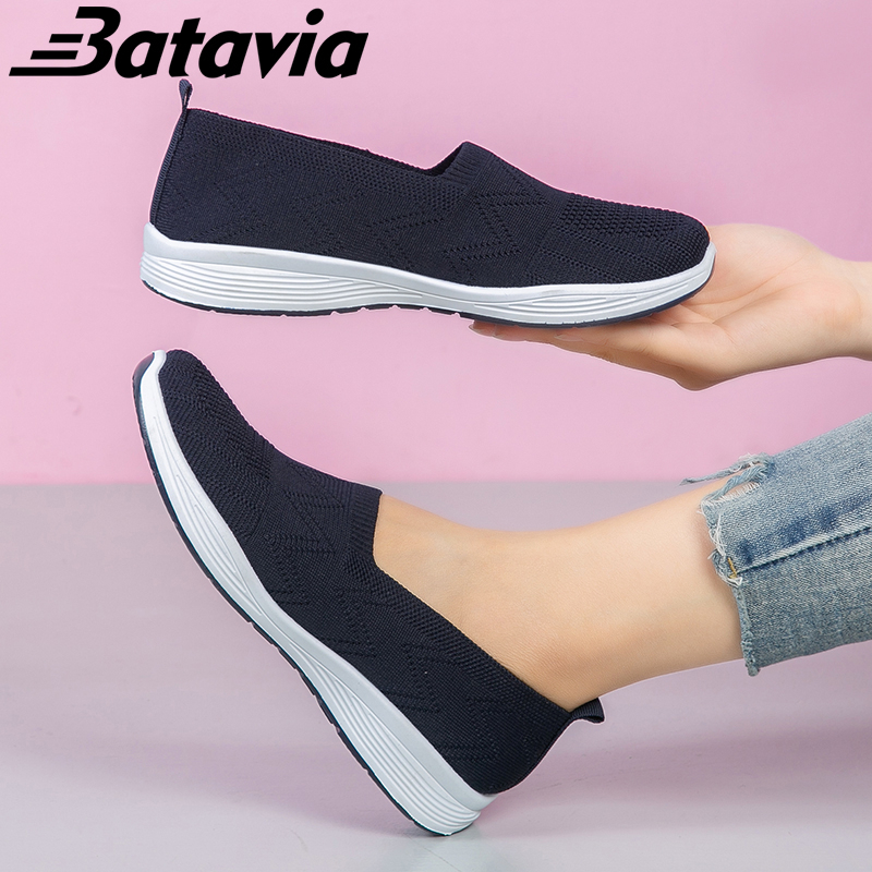Batavia Baru 2023 import sepatu wanita Sepatu hitam Wanita Sepatu rajut Wanita Sepatu Wanita ibu sepatu flat rajut Sepatu Wanita Dewasa Sepatu Wanita slip on Sepatu pantafel Wanita A164