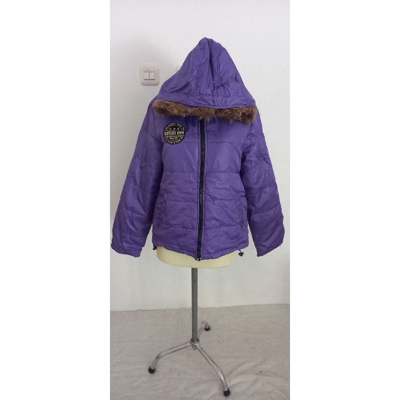 Purple Fur Hoodie Goose Down Jacket by Colza