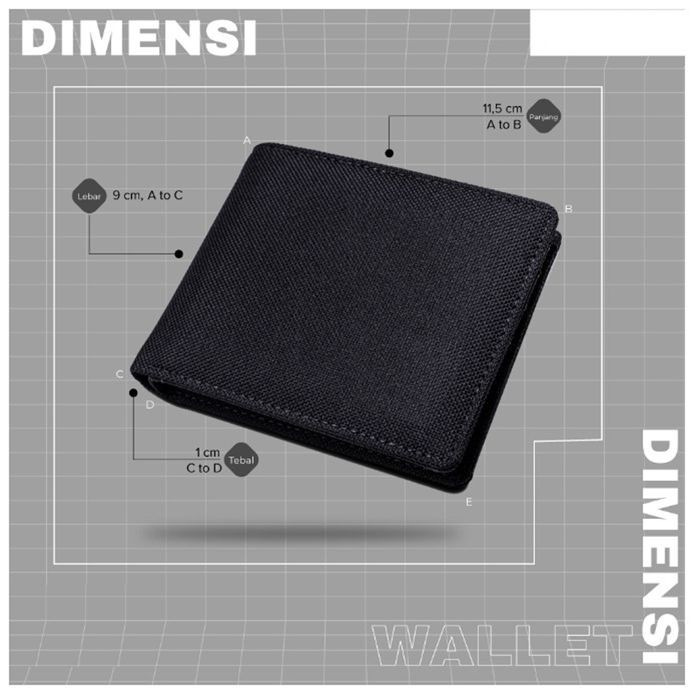 Dompet Kanvas Pria Lipat Dua F30 Men Wallet Casual Dompet Pendek Pria Model terbaru Black + Bonus Box