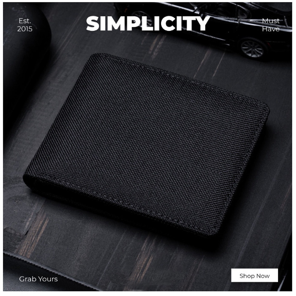 Dompet Kanvas Pria Lipat Dua F30 Men Wallet Casual Dompet Pendek Pria Model terbaru Black + Bonus Box