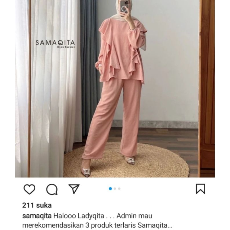 REPRICE! samaqita set air flow NEW SALE. bukan nadjani bukan benang jarum buttonscarves bukan riamir