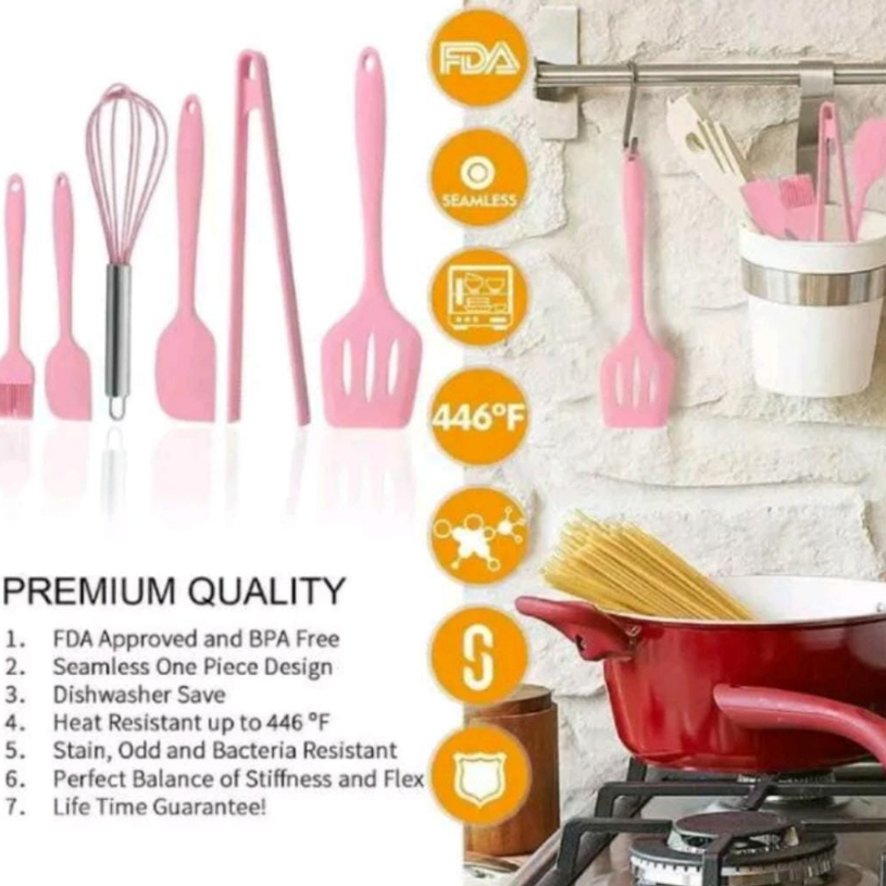 Silicone Utensil 5 PCS  spatula peralatan masak sutil pegangan kayu