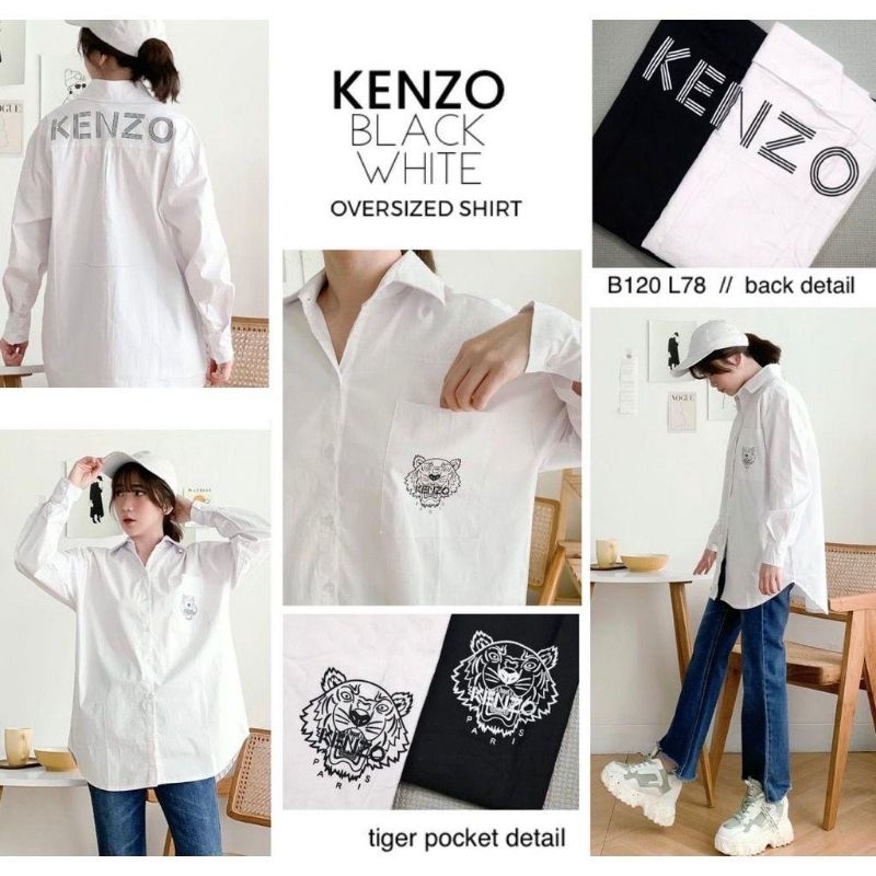 Kenzoo Tiger Pocket Oversized Shirt Korean Style