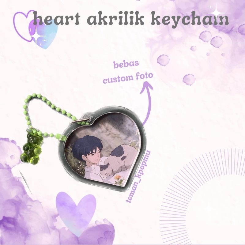 (Keychain only ) Heart Akrilik Keychain Gantungan Akrilik Keychain Kpop - Love keychain Anime