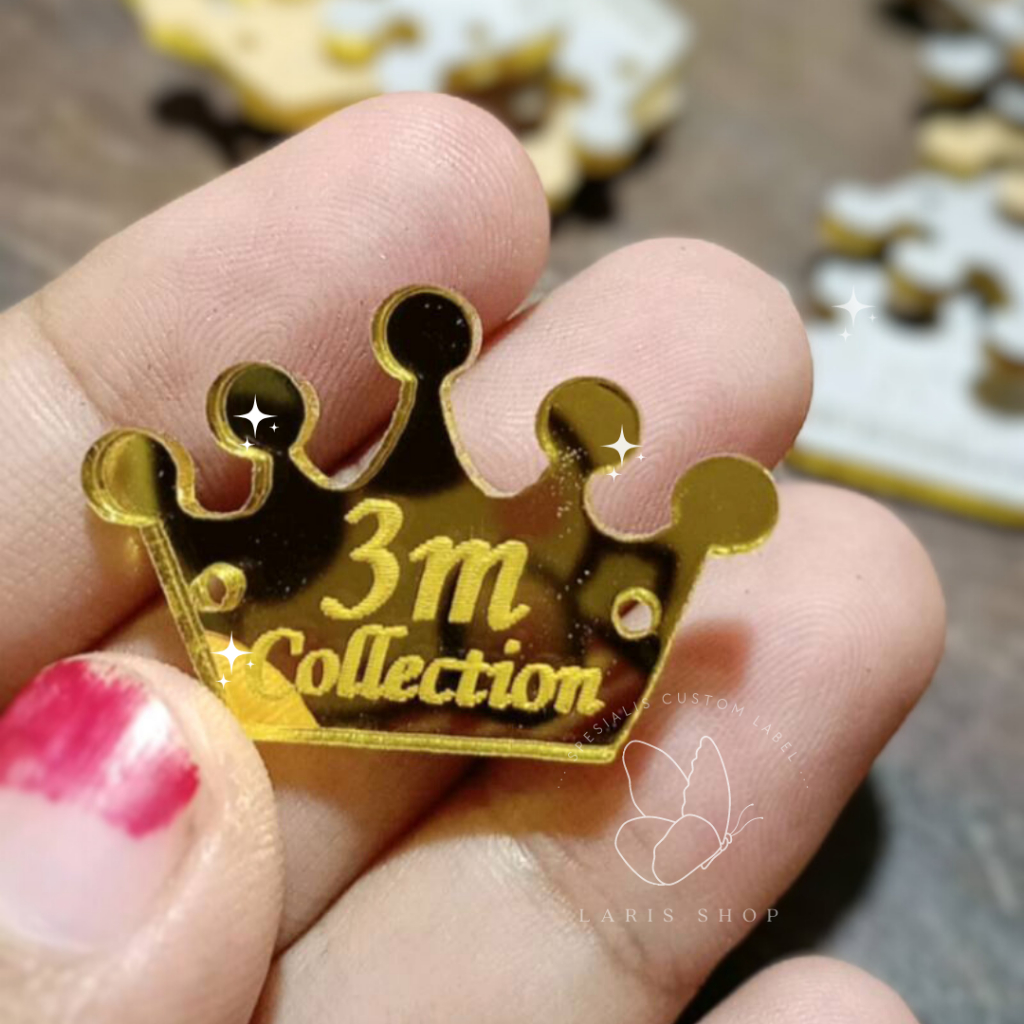 

Label Akrilik Bentuk Mahkota Custom Branding Logo Usaha