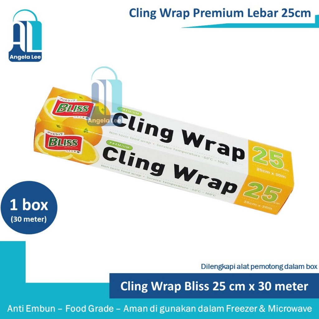 Bliss Cling Wrap Box 25cm Premium Freezer Microwavable Panas Dingin 30meter