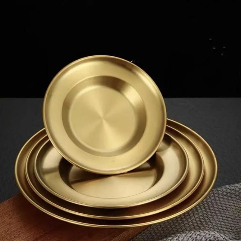 Piring Classic Gold Bahan Tebal / Piring Makan Sultan Piring Stainless / Piring Makan Gold / Piring Makan Classic Homeware lovers Home Baking