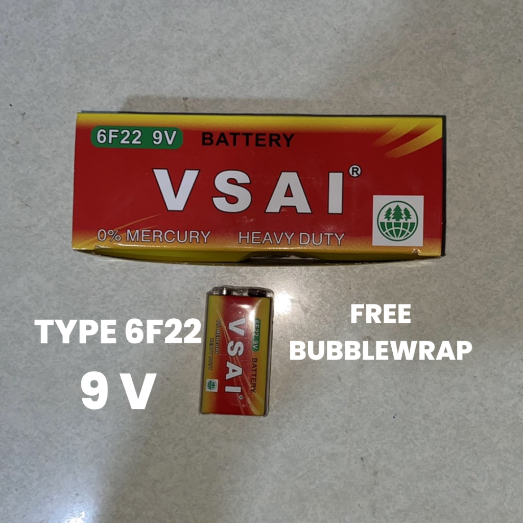 Baterai VSAI 9 VOLT  6F22 / C /  Besar Batre R20 ORIGINAL VSAI - Battery Batu Batre Batere Anti Bocor - Tahan Lama - Baterau mainan, Kalkulator