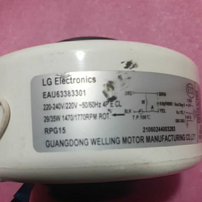 Motor fan ac LG Inverter fan DC  EAU63383301 original LG