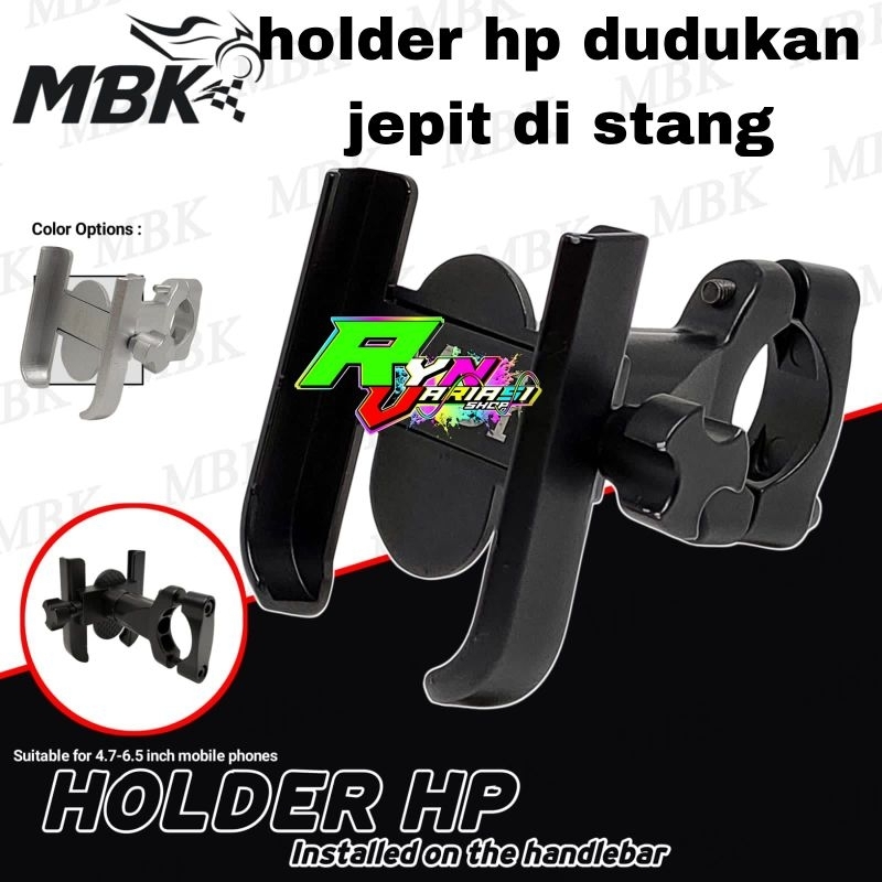 hoder hp holder jepitan breket dudukan handphone di stang motor matic moge bebek