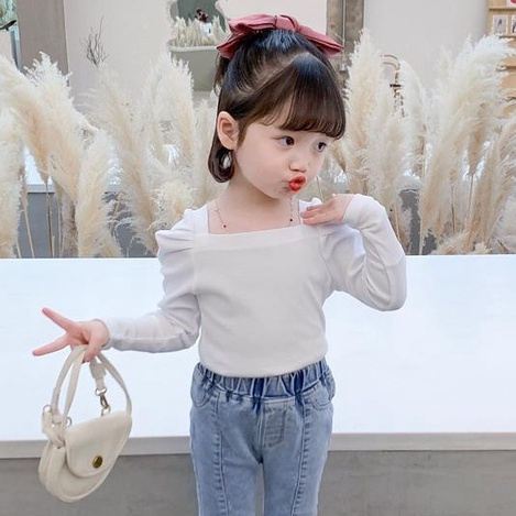 Sabrina anak Perempuan lengan panjang Model Korea Style Tebaru 2-9 Tahun