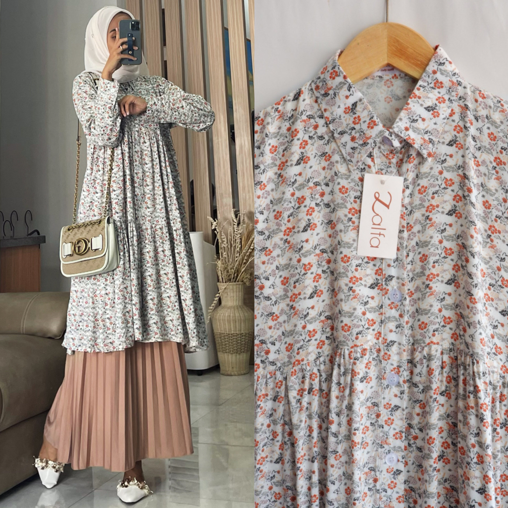 HARUMI tunik by ZALFA OUTFIT / tunik rayon motif bunga