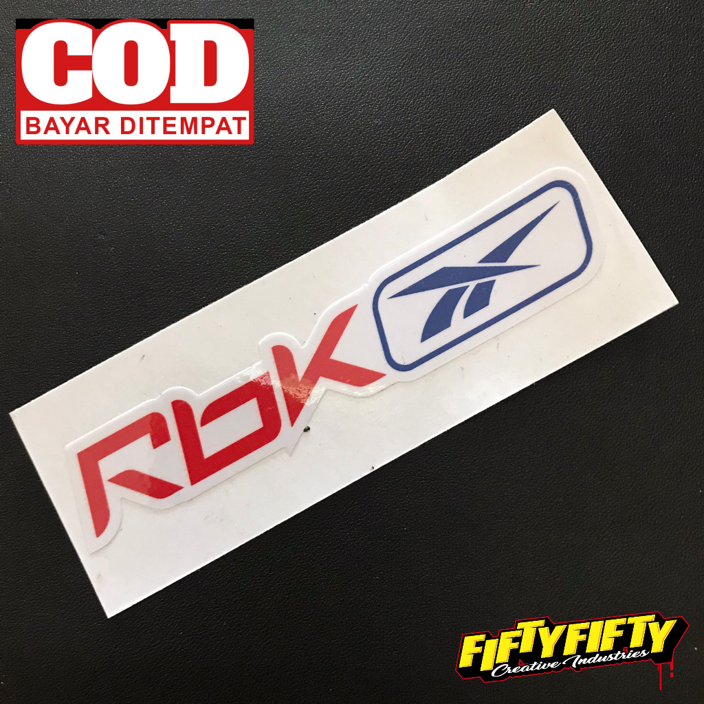 Stiker Print Cut REEBOOK Model 3 Stiker Printing Laminasi Glossy Stiker Motor Mobil Helm Sudah Membentuk Pola Desain