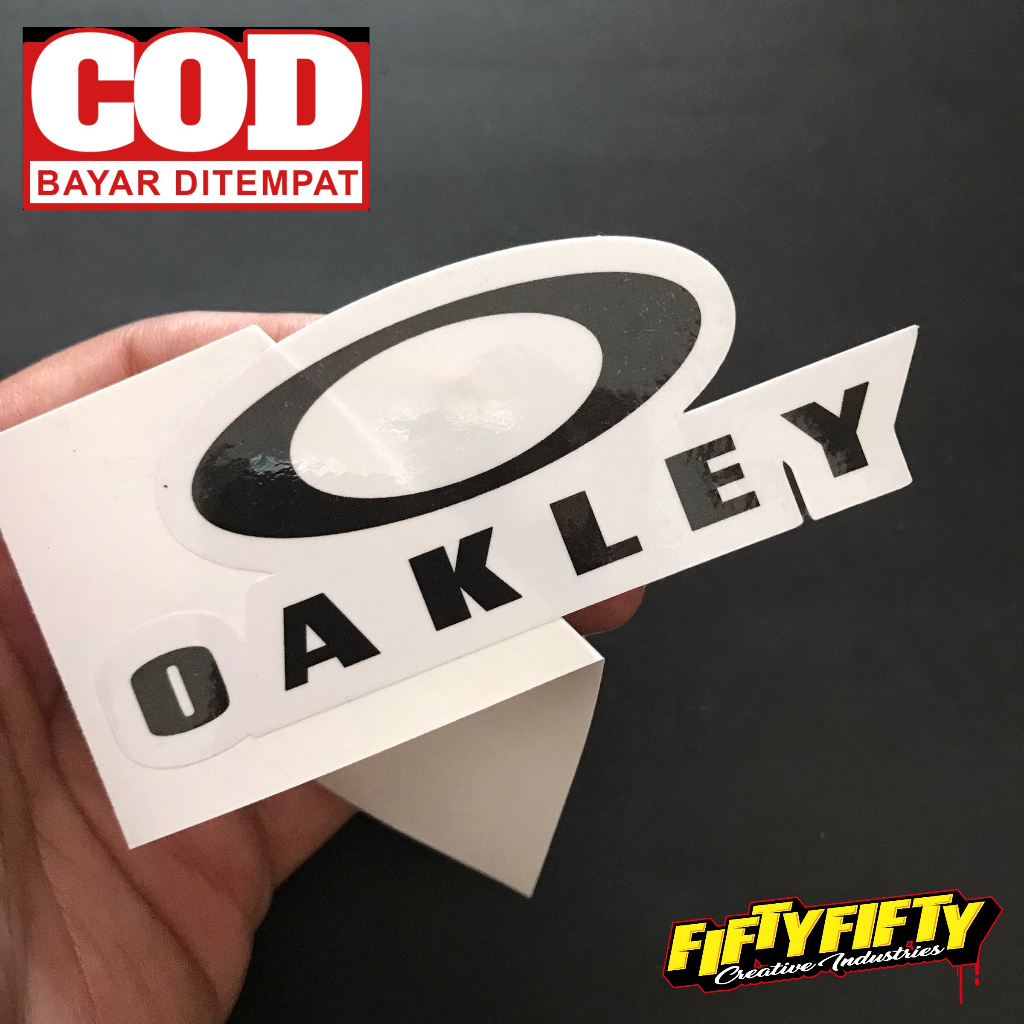 Stiker Print Cut OAKLEY LOGO Stiker Printing Laminasi Glossy Stiker Motor Mobil Helm Sudah Membentuk Pola Desain