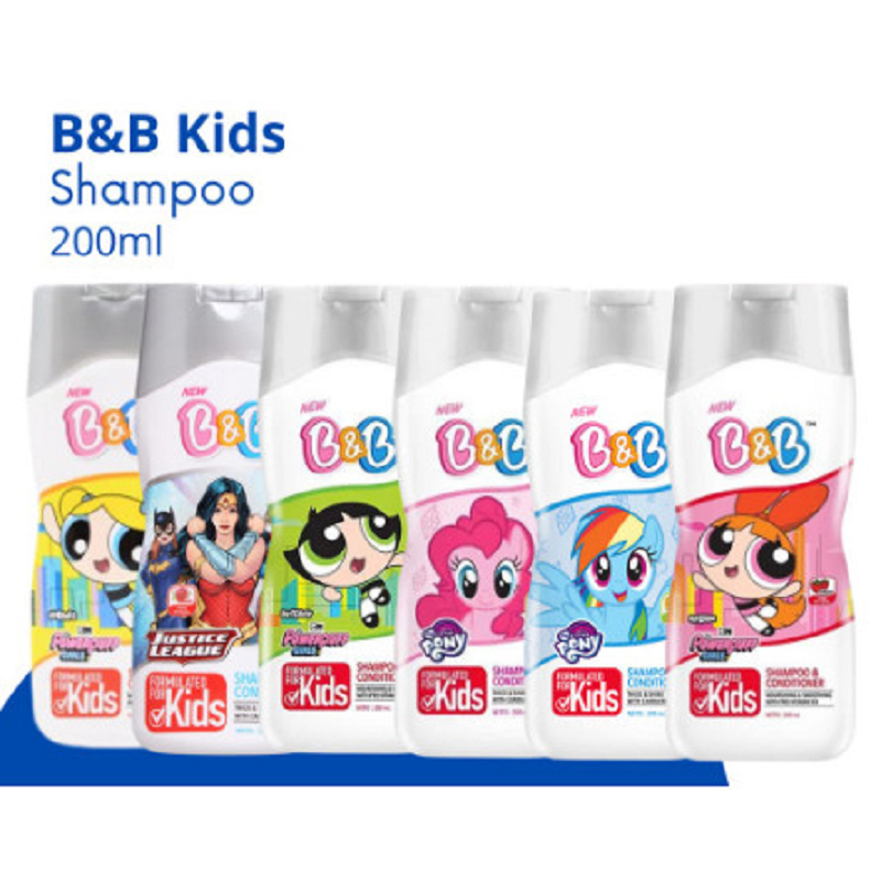 B&amp;B Kids Shampoo &amp; Conditioner 200 Powerpuff | Barbie | Unicorn