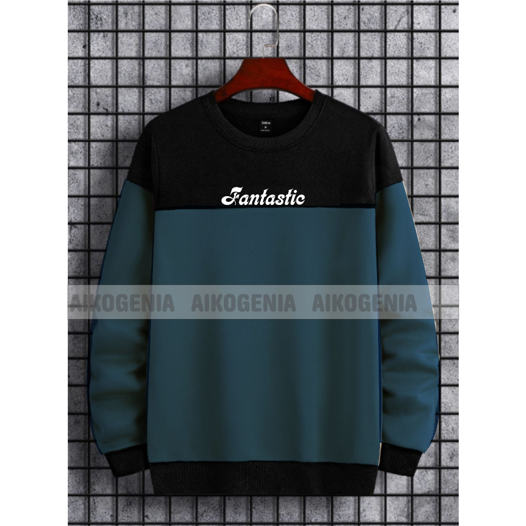 Sweater crewneck pria motif kombinasi FANTASTY terbaru / crewneck pria wanita terbaru kekinian