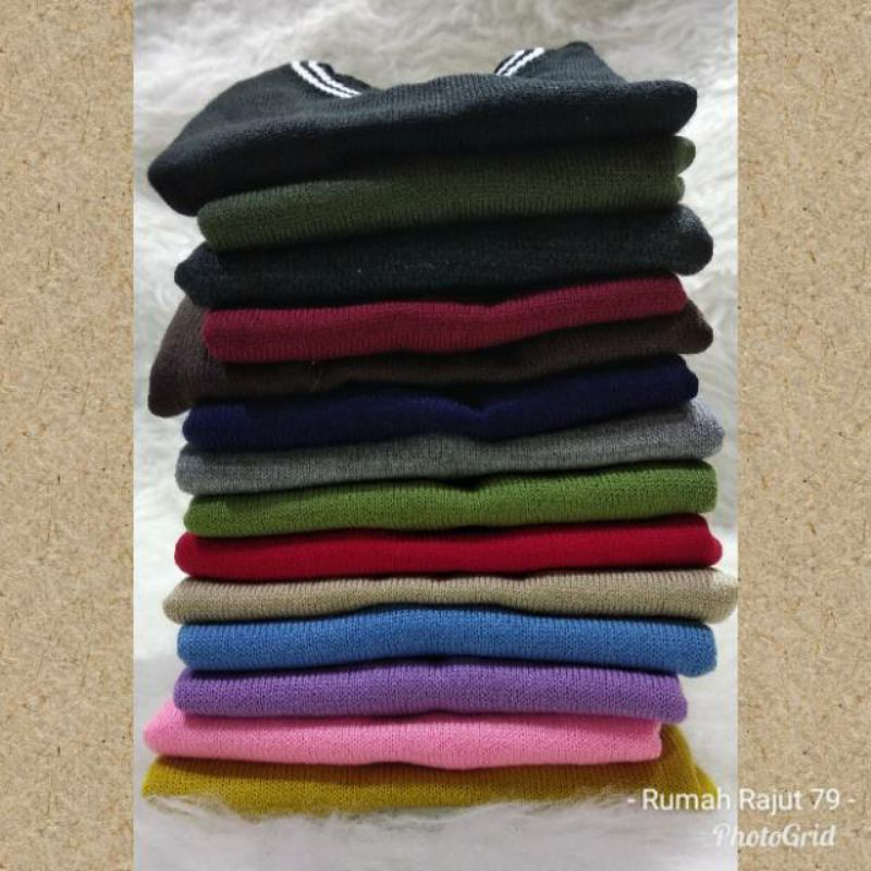 Rompi Rajut Sekolah SMA SMP SD TK PAUD DEWASA / Vest Anak / Seragam / Rompi Warna Hitam Maroon Hijau Merah Navy Abu Cream Putih